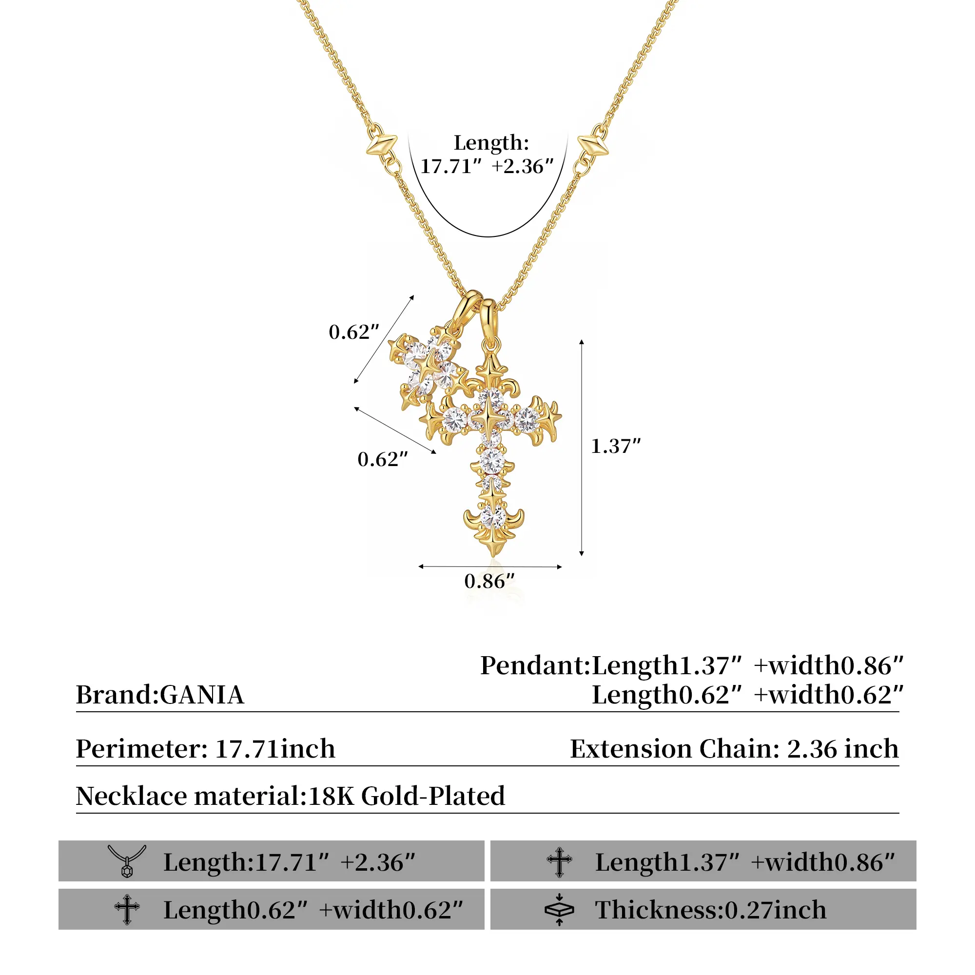 Gold-Plated Iris Flower Cross Necklace – Electroplated Finish (Brass Base), Christian Symbol Pendant, Unisex Gift for Daily Wear