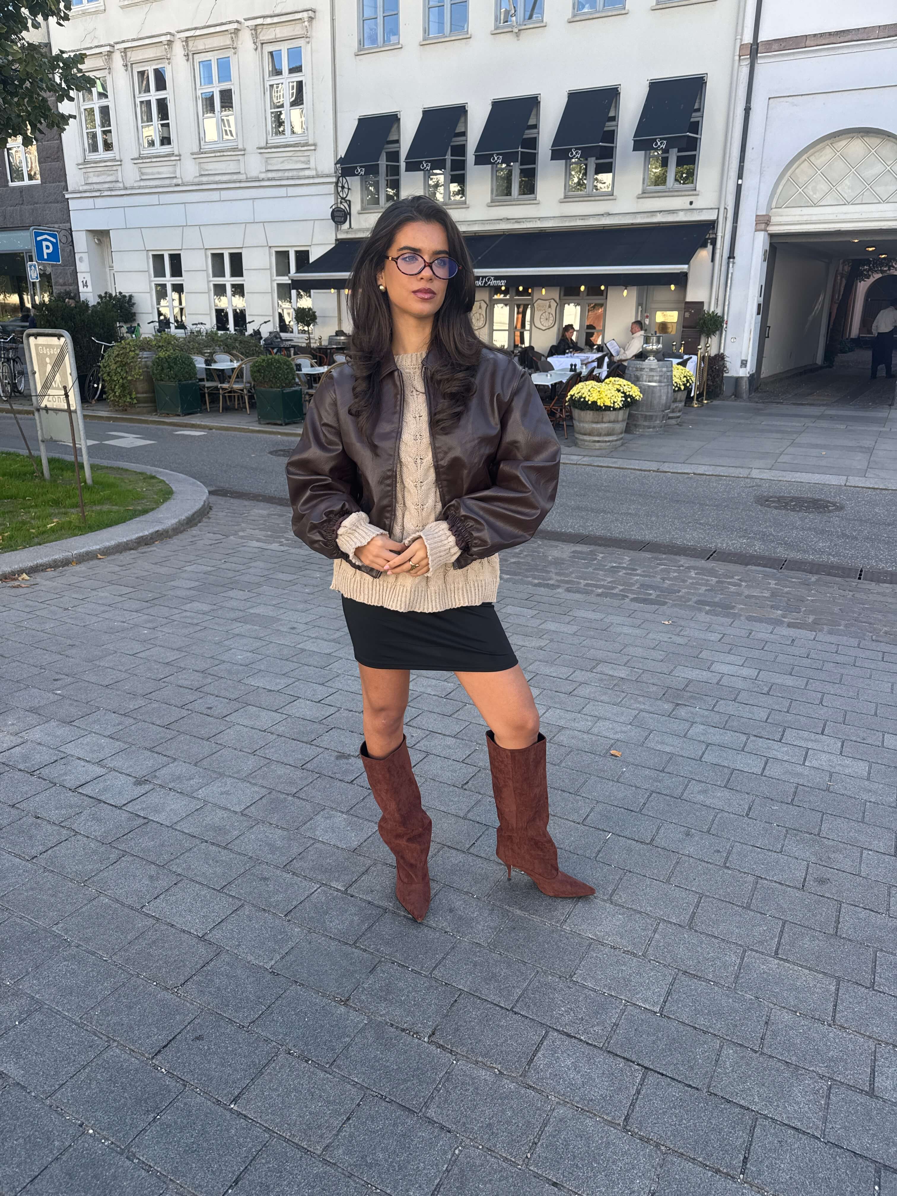 Amber pu bomber jacket - Dark brown
