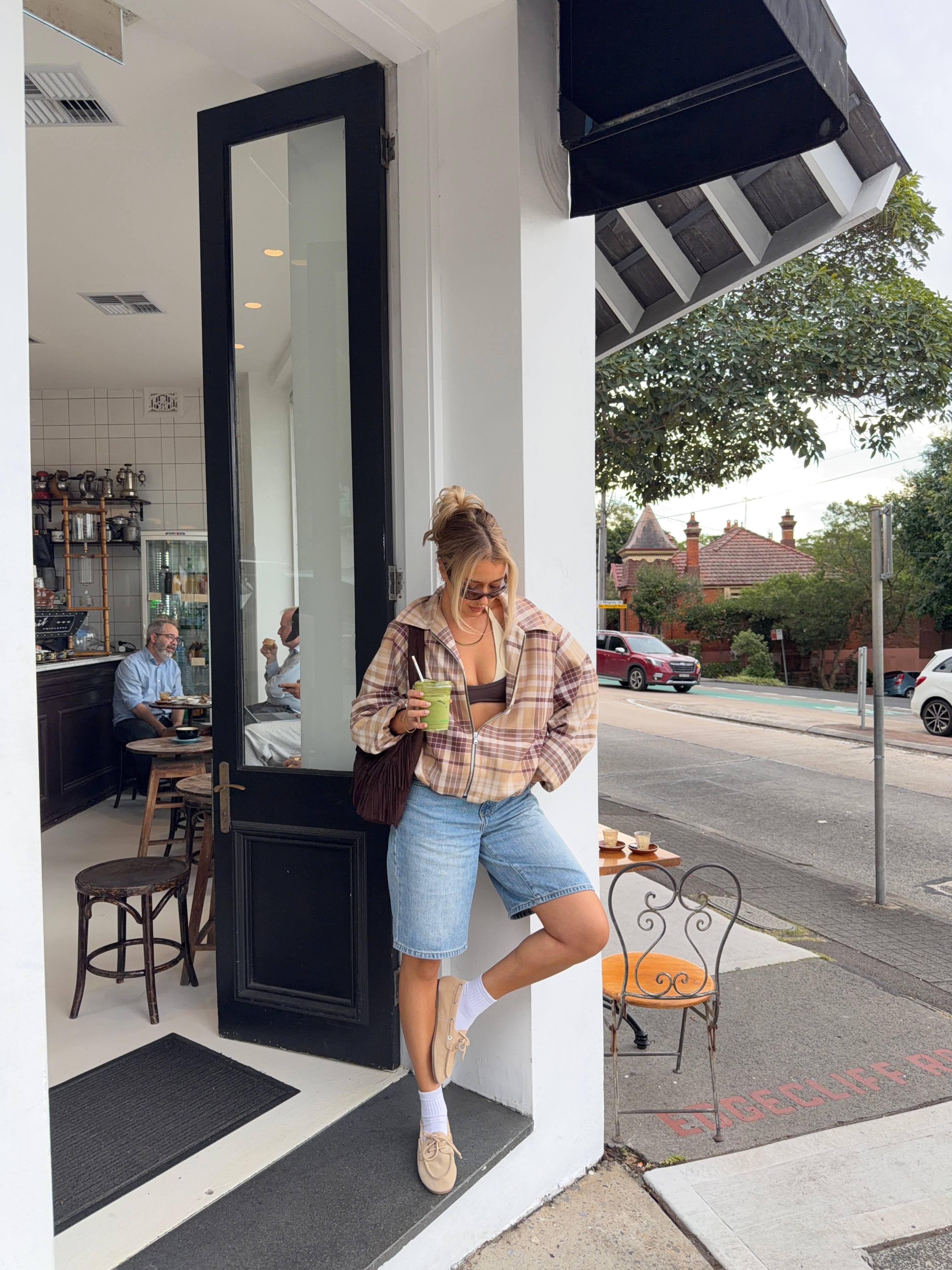 Elin checked bomber jacket - Brown