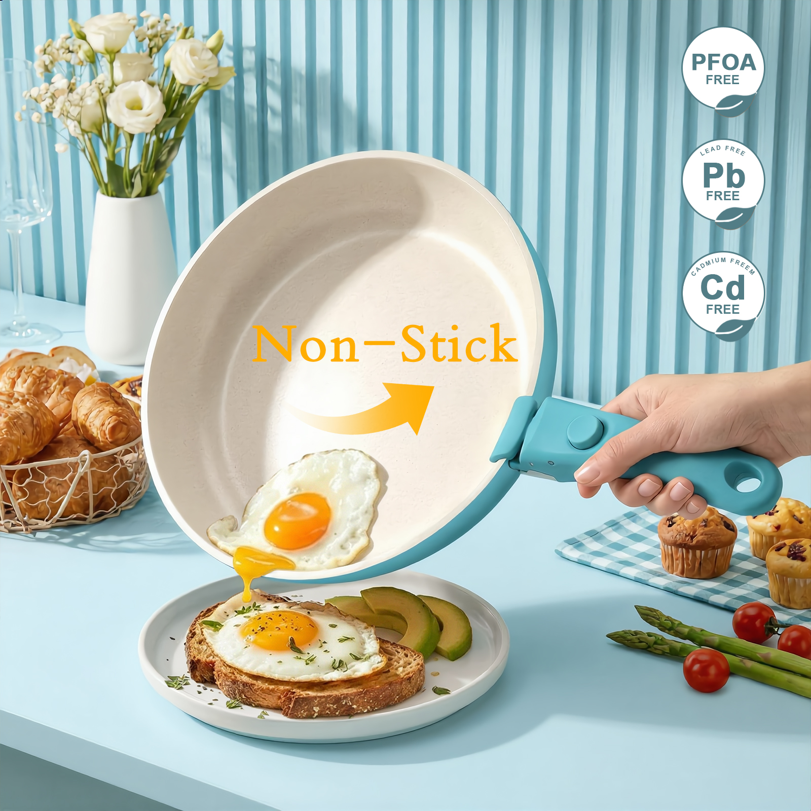 GIPP  21 Piece Pots and Pans Set Non Stick,with 12 inch Frying Pan,Cookware Set with Detachable Handles, Safe for Ovens and Dishwashers,Induction Cookware-GiPP