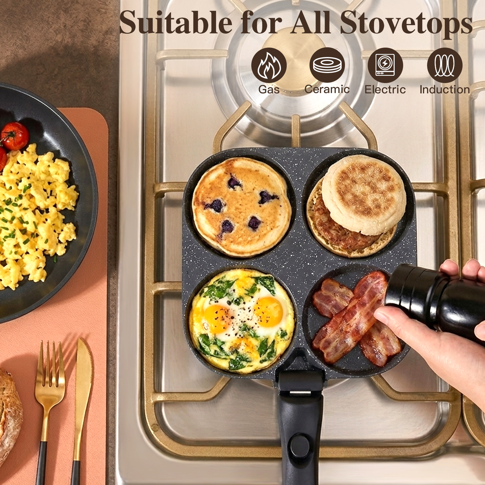 Gipp 11 Pcs Ceramic Nonstick Cookware Sets,Pots and Pans Set Non Stick with Removable Handle, Oven Safe to 500°F, Induction Cookware, Stackable RV Kitchen Cooking Set