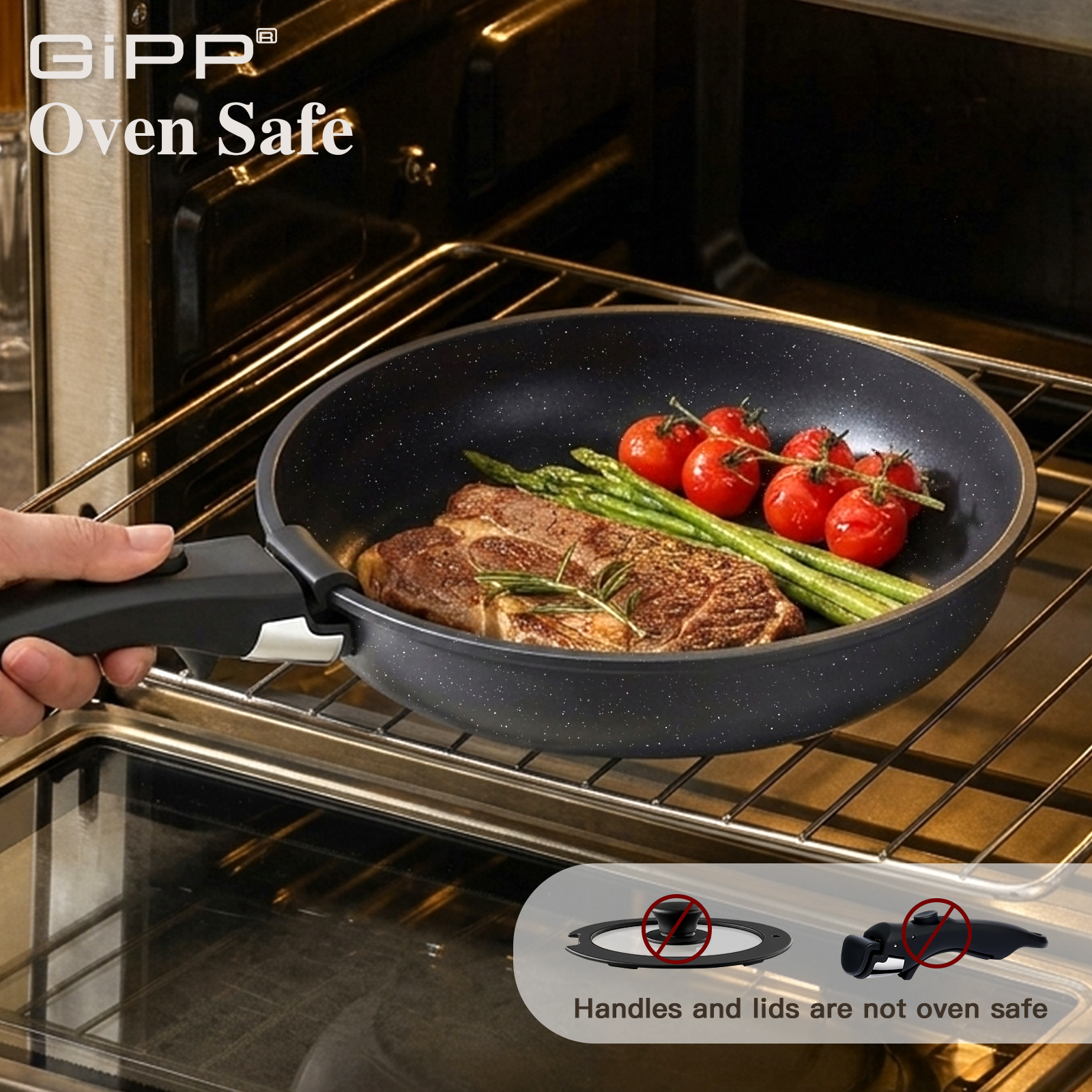 Gipp 11 Pcs Ceramic Nonstick Cookware Sets,Pots and Pans Set Non Stick with Removable Handle, Oven Safe to 500°F, Induction Cookware, Stackable RV Kitchen Cooking Set