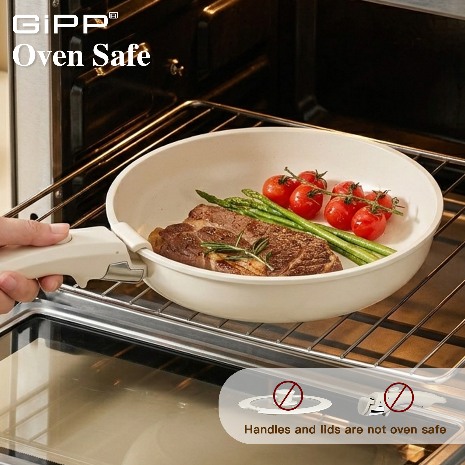 Gipp 11 Pcs Ceramic Nonstick Cookware Sets,Pots and Pans Set Non Stick with Removable Handle, Oven Safe to 500°F, Induction Cookware, Stackable RV Kitchen Cooking Set