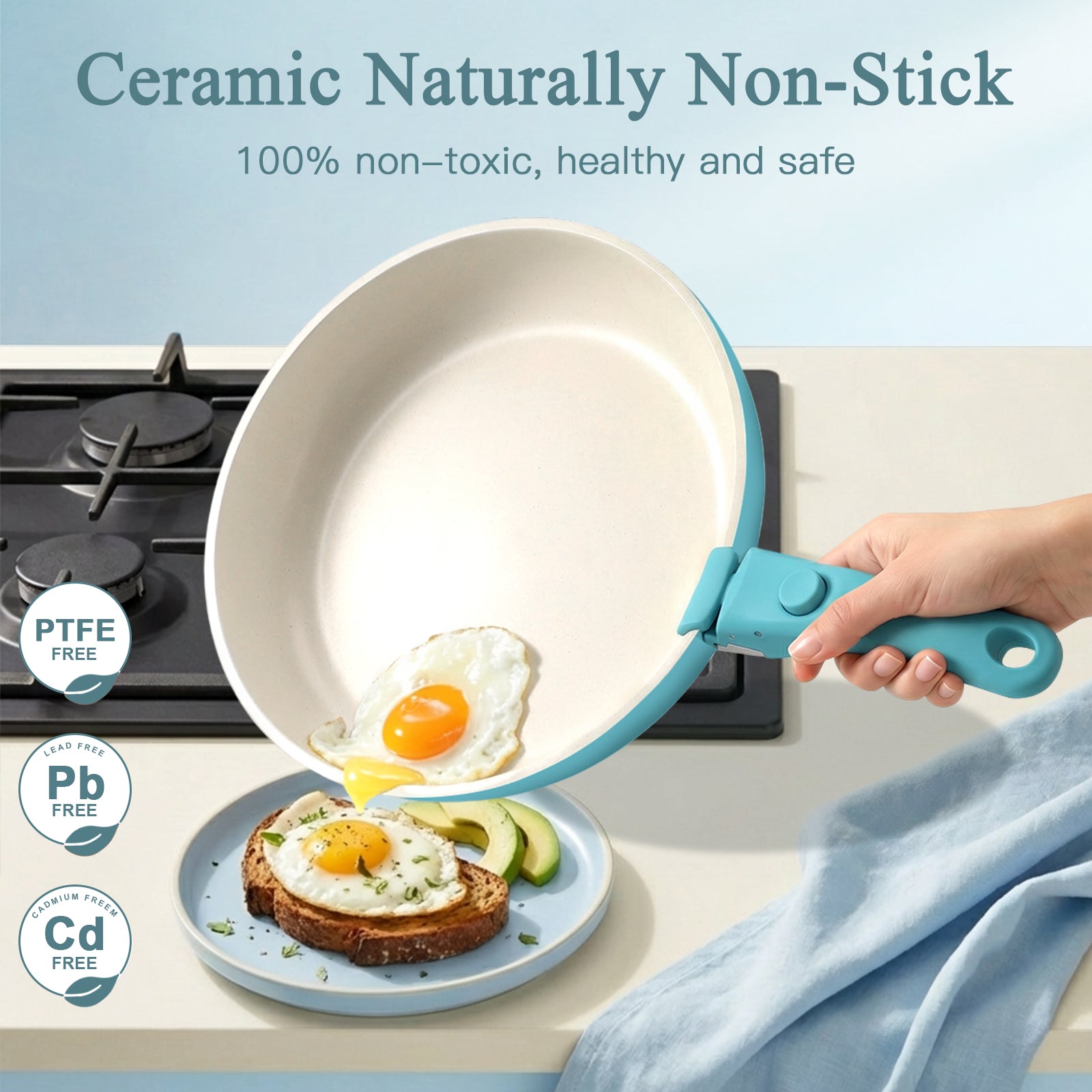GIPP 11pcs Ceramic Cookware Sets, Pots and Pans Set Non Stick with Removable Handle, Oven & Dishwasher Safe,Induction Cookware, Kitchen Cooking Set for RV Trips and Camping-GiPP