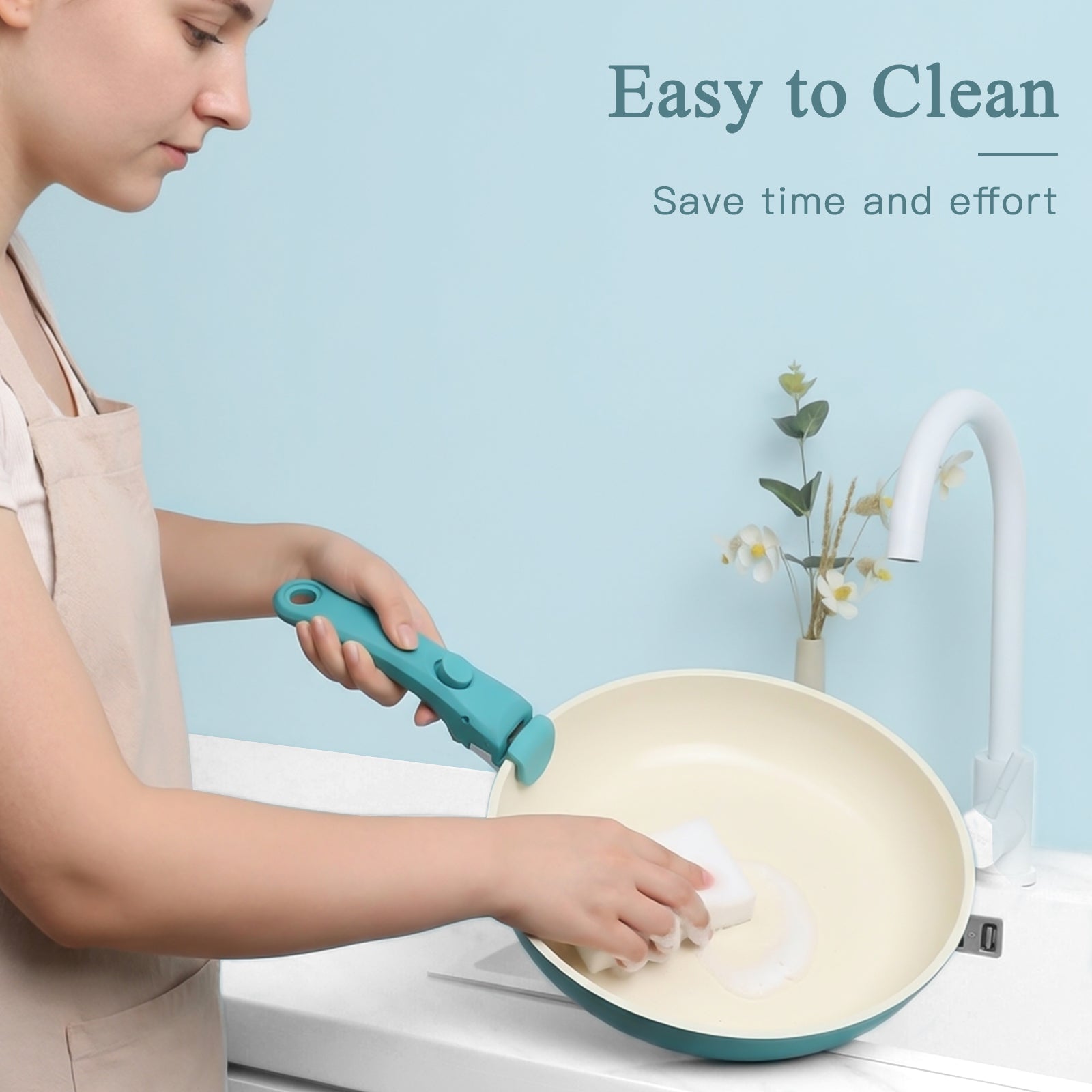 GIPP 5pcs Ceramic Pots and Pans Set Non Stick,Cookware Sets with Removable Handle, Oven & Dishwasher Safe,Induction Cookware,Kitchen Cooking set-GiPP