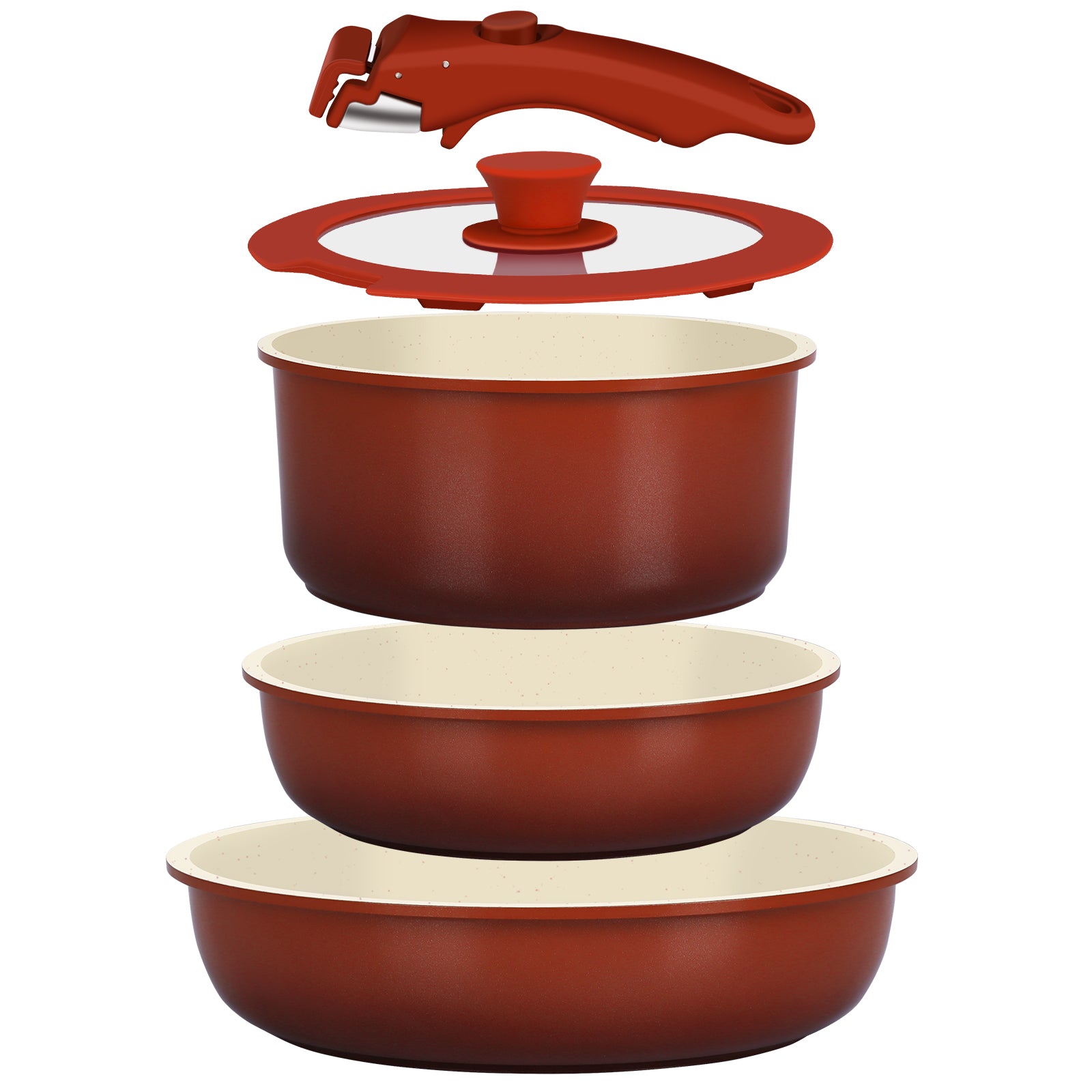 GIPP 5pcs Ceramic Pots and Pans Set Non Stick,Cookware Sets with Removable Handle, Oven & Dishwasher Safe,Induction Cookware,Kitchen Cooking set-GiPP