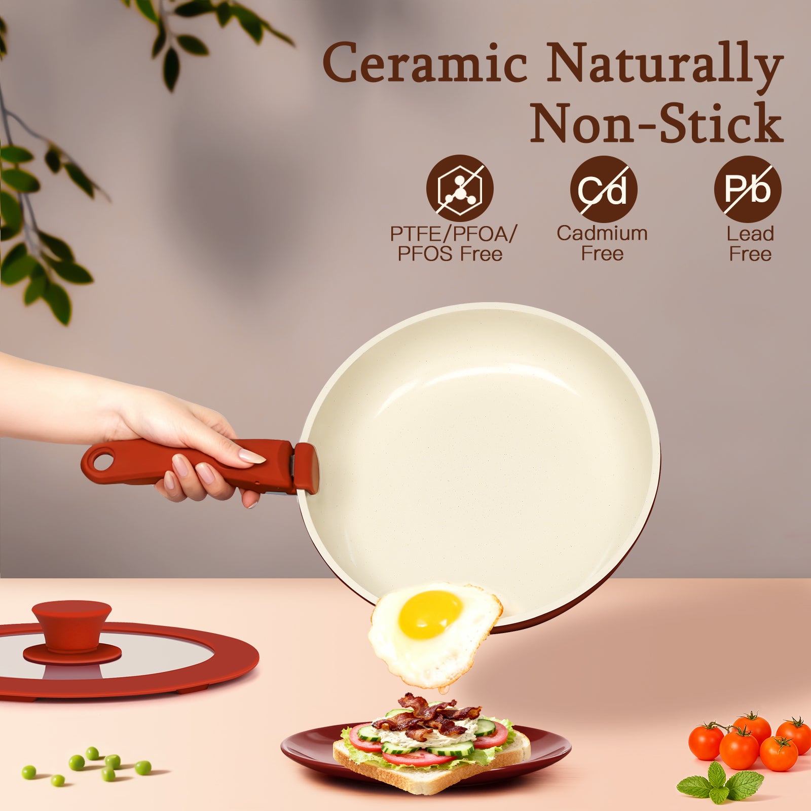 GIPP 11pcs Ceramic Cookware Sets, Pots and Pans Set Non Stick with Removable Handle, Oven & Dishwasher Safe,Induction Cookware, Kitchen Cooking Set for RV Trips and Camping-GiPP