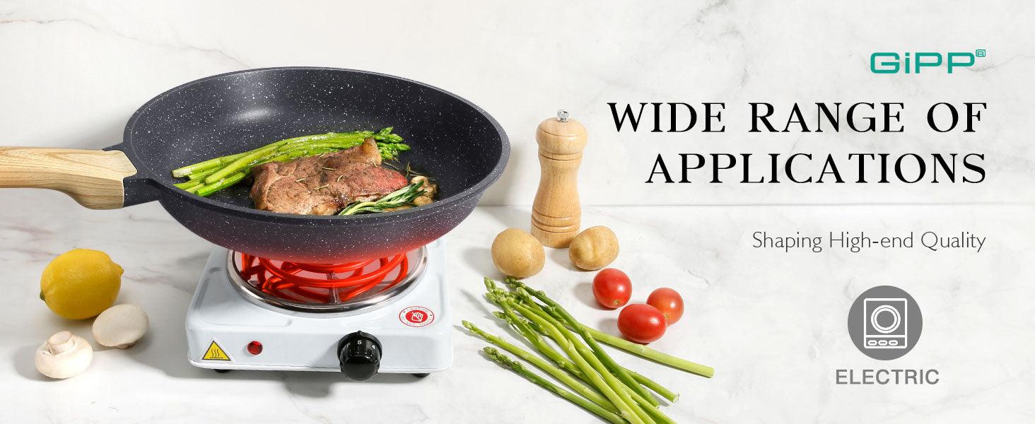 GiPP Nonstick Frying Pan Skillet Set- 8"&9.5"&11" Granite Non Stick Pans, Omelette Pan with Heat-Resistant Handle, Compatible with All Stovetops, PFOA Free - GiPP Kitchenware