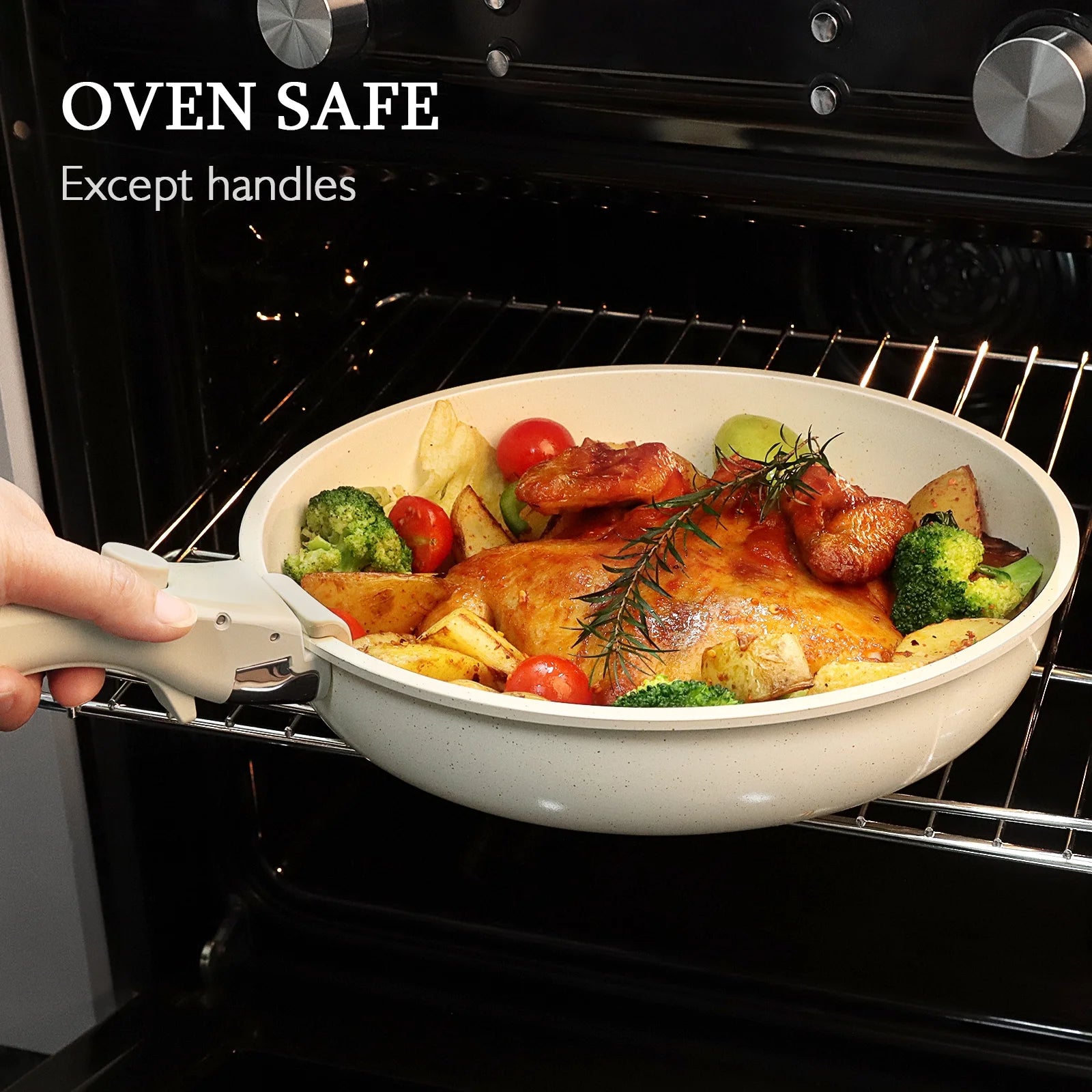 GIPP 3pcs Ceramic Non Stick Frying Pans Set,Skillet Non Stick With Removable Handle Oven & Dishwasher Safe,Induction Cookware-GiPP
