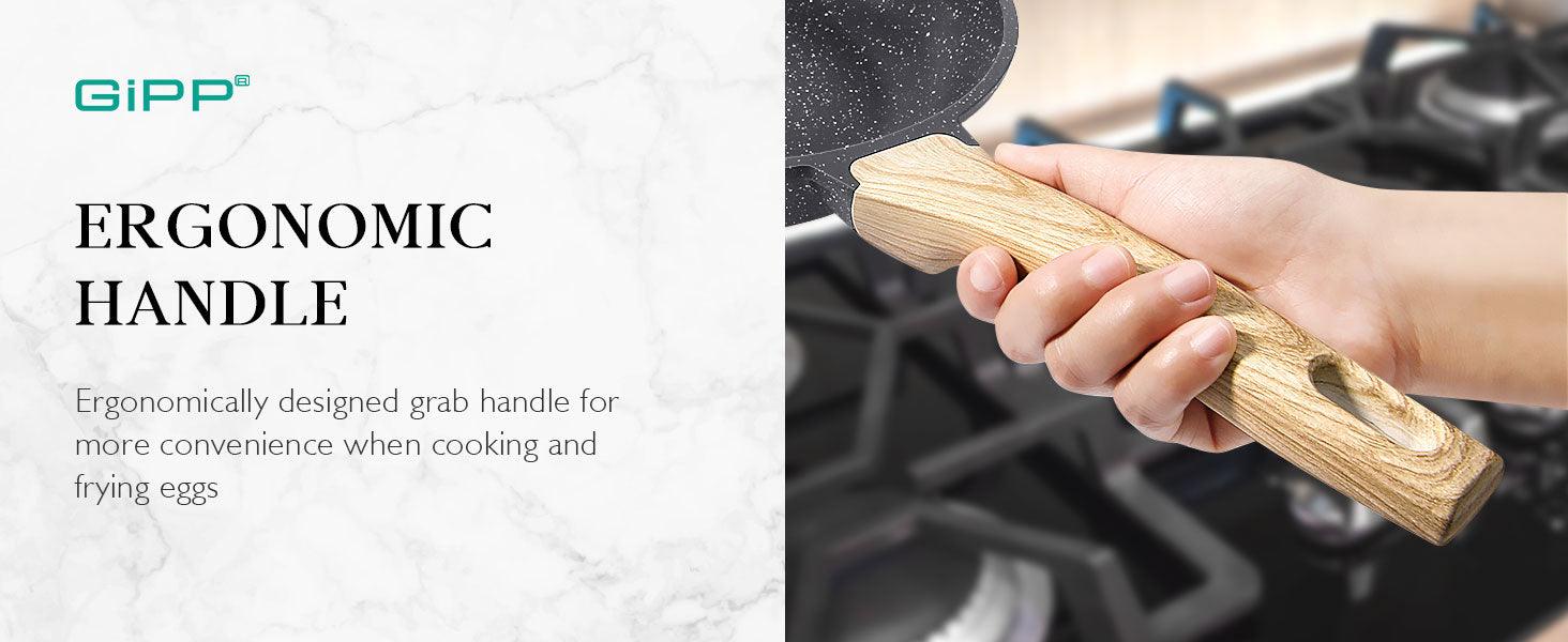 GiPP Nonstick Frying Pan Skillet Set- 8"&9.5"&11" Granite Non Stick Pans, Omelette Pan with Heat-Resistant Handle, Compatible with All Stovetops, PFOA Free - GiPP Kitchenware