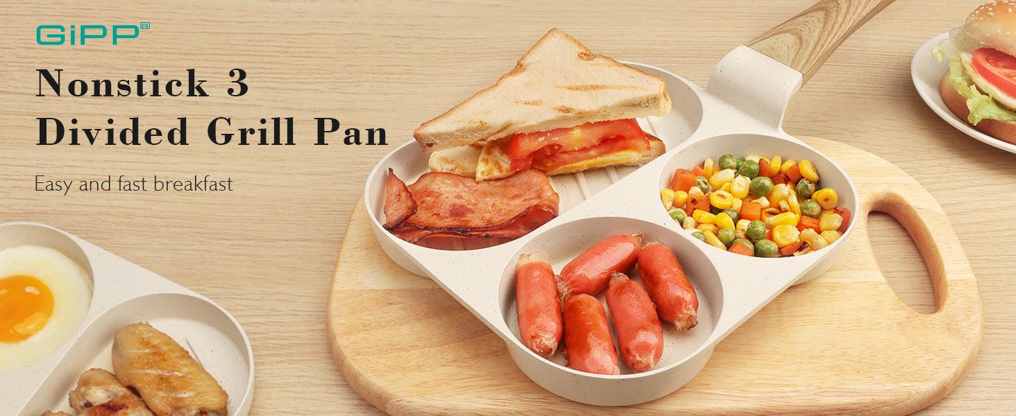 GiPP Egg Frying Pan, Pancake Pan Granite Nonstick 3 Hole Frying Egg Omelette Skillet for Breakfast - GiPP Kitchenware