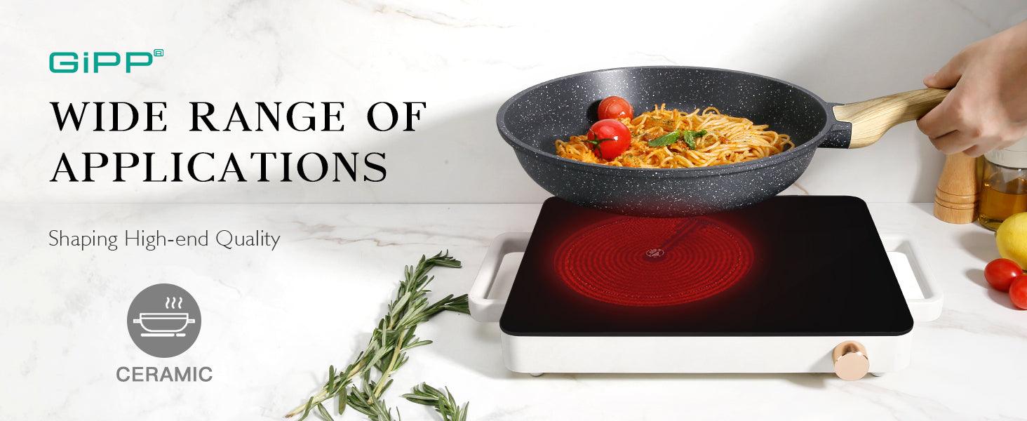 GiPP Nonstick Frying Pan Skillet Set- 8"&9.5"&11" Granite Non Stick Pans, Omelette Pan with Heat-Resistant Handle, Compatible with All Stovetops, PFOA Free - GiPP Kitchenware