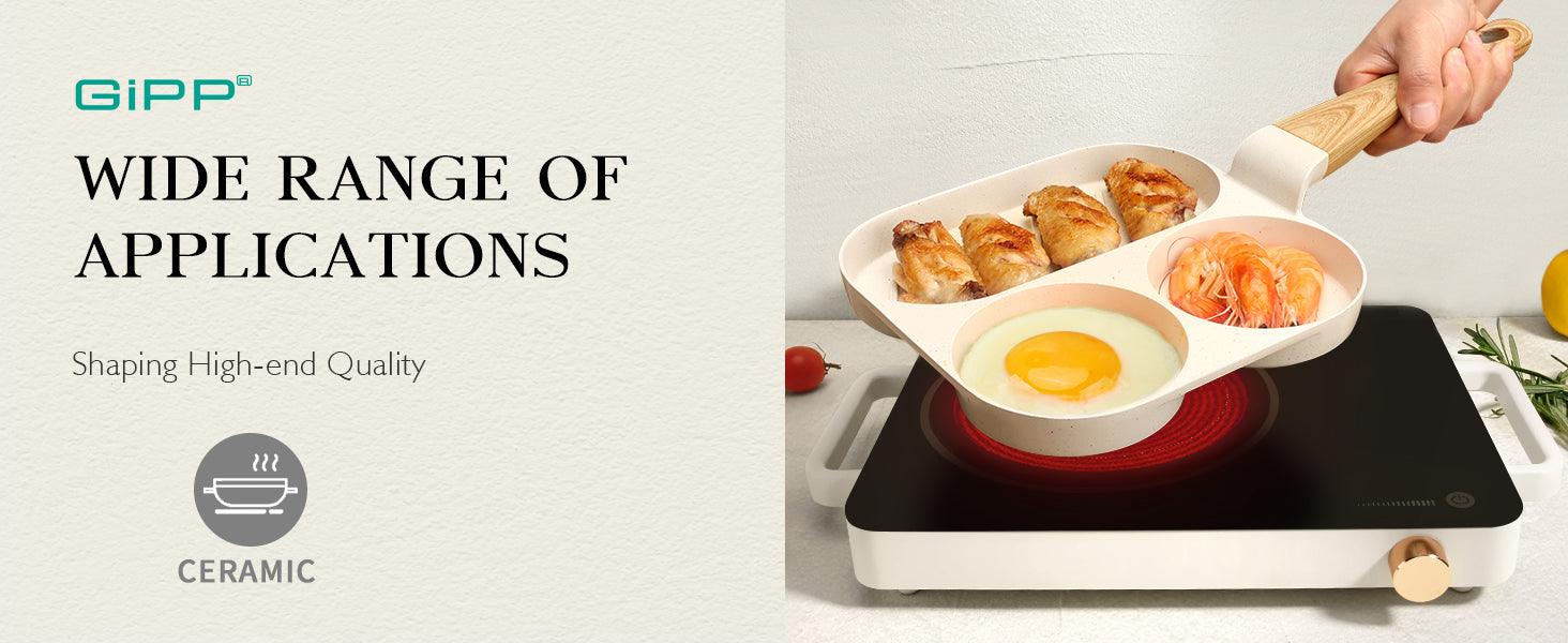 GiPP Egg Frying Pan, Pancake Pan Granite Nonstick 3 Hole Frying Egg Omelette Skillet for Breakfast - GiPP Kitchenware