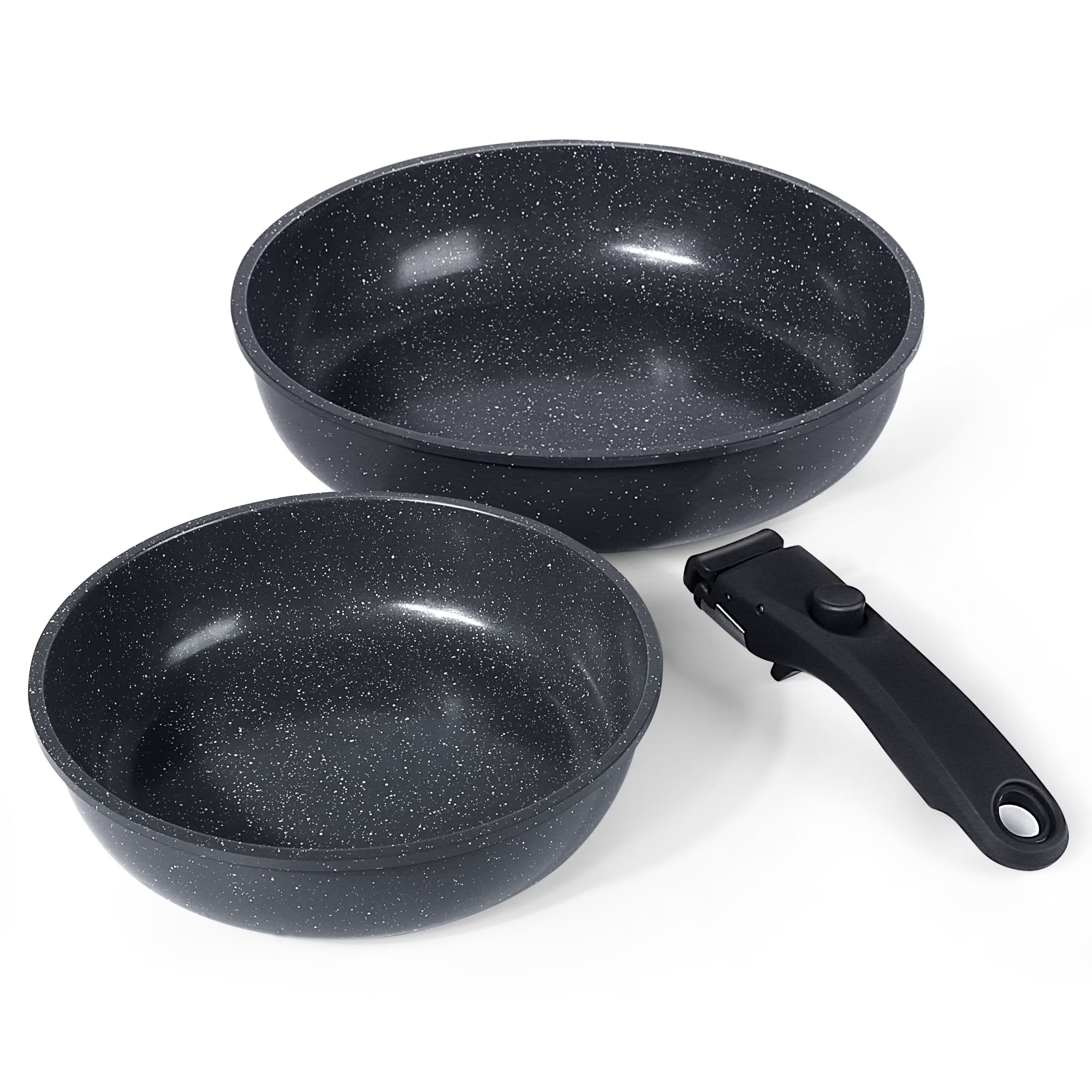 GIPP 3pcs Ceramic Non Stick Frying Pans Set,Skillet Non Stick With Removable Handle Oven & Dishwasher Safe,Induction Cookware-GiPP
