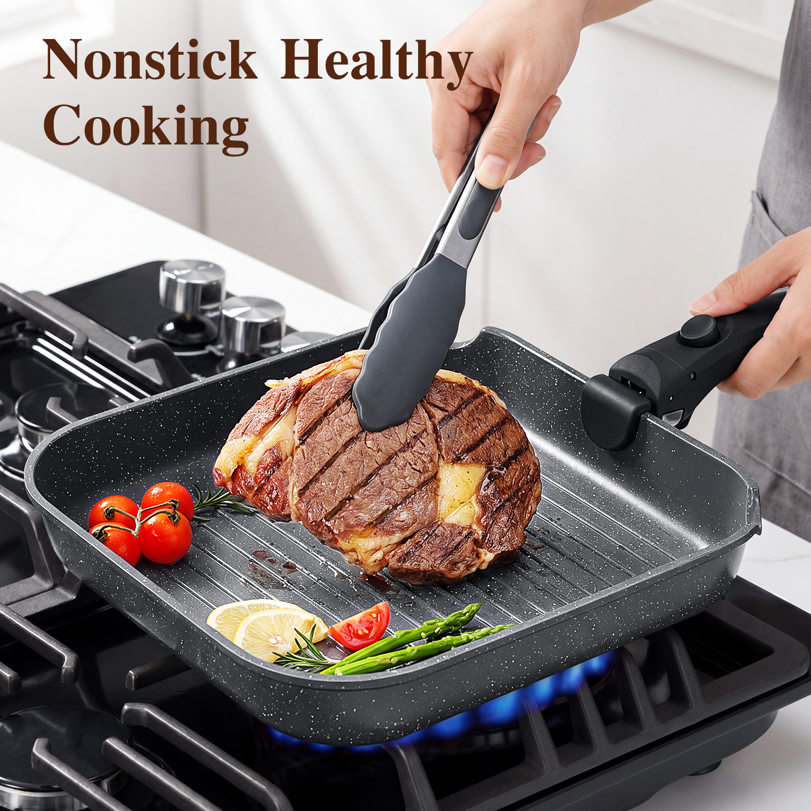 Gipp 18pcs kitchen cookware sets, Non Stick Pots and Pans Set with Removable Handle, Oven & Dishwasher Safe,Induction Cookware
