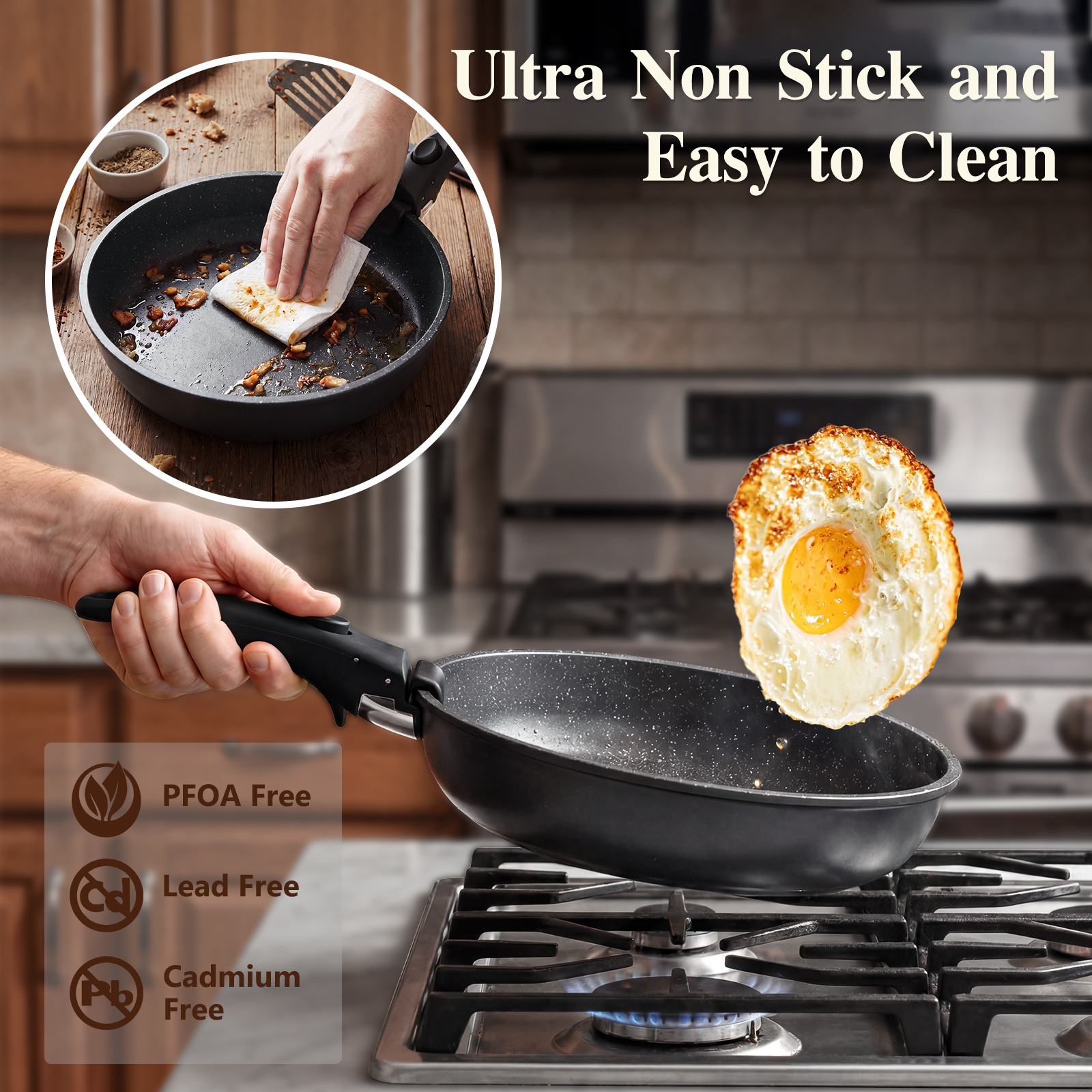 Gipp 18pcs kitchen cookware sets, Non Stick Pots and Pans Set with Removable Handle, Oven & Dishwasher Safe,Induction Cookware