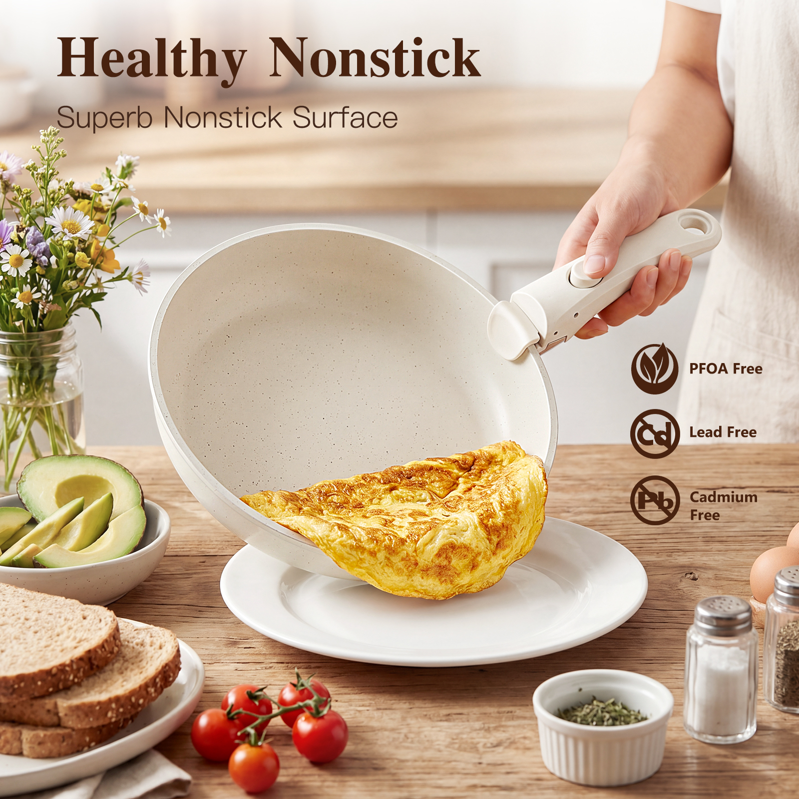 Gipp 18pcs kitchen cookware sets, Non Stick Pots and Pans Set with Removable Handle, Oven & Dishwasher Safe,Induction Cookware