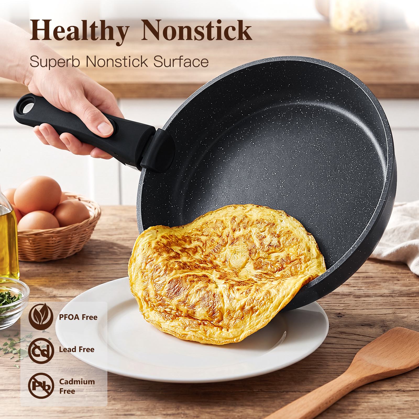 Gipp 18pcs kitchen cookware sets, Non Stick Pots and Pans Set with Removable Handle, Oven & Dishwasher Safe,Induction Cookware