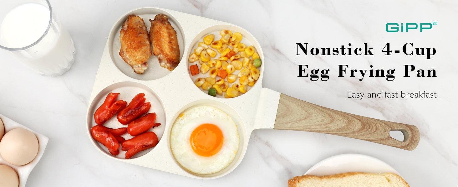 GiPP Egg Pan Omelette Pan, 4-Cup Nonstick Granite Omelette Skillet - Pancake Pan Suitable for Gas Stove & Induction Cookware - GiPP Kitchenware