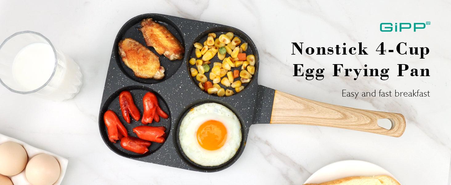GiPP Egg Pan Omelette Pan, 4-Cup Nonstick Granite Omelette Skillet - Pancake Pan Suitable for Gas Stove & Induction Cookware - GiPP Kitchenware