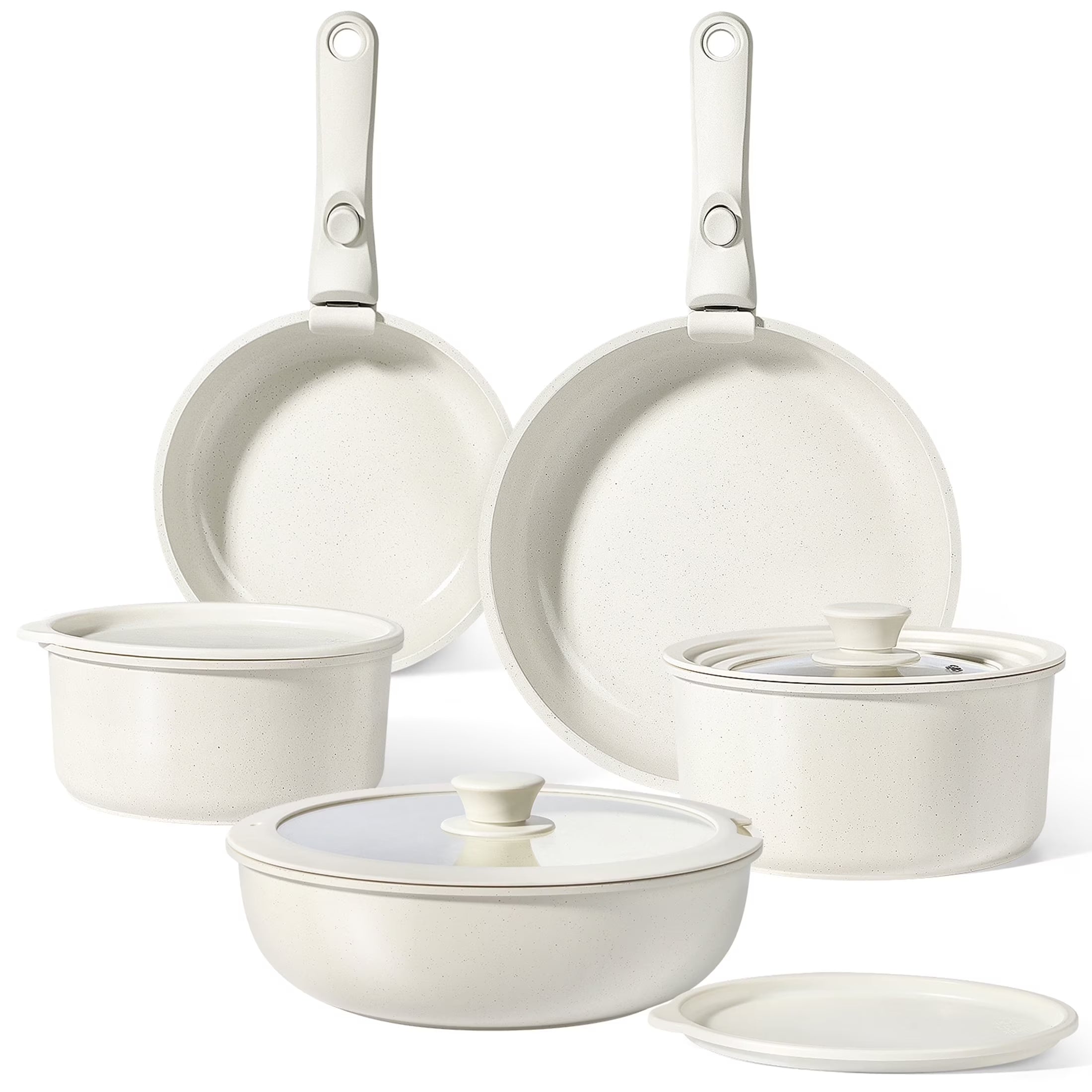 Gipp 11 Pcs Ceramic Nonstick Cookware Sets,Pots and Pans Set Non Stick with Removable Handle, Oven Safe to 500°F, Induction Cookware, Stackable RV Kitchen Cooking Set-GiPP