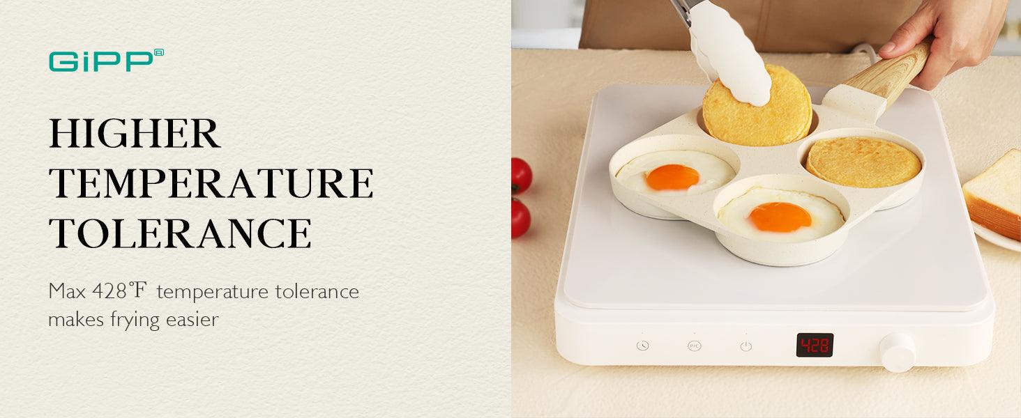 GiPP Egg Pan Omelette Pan, 4-Cup Nonstick Granite Omelette Skillet - Pancake Pan Suitable for Gas Stove & Induction Cookware - GiPP Kitchenware