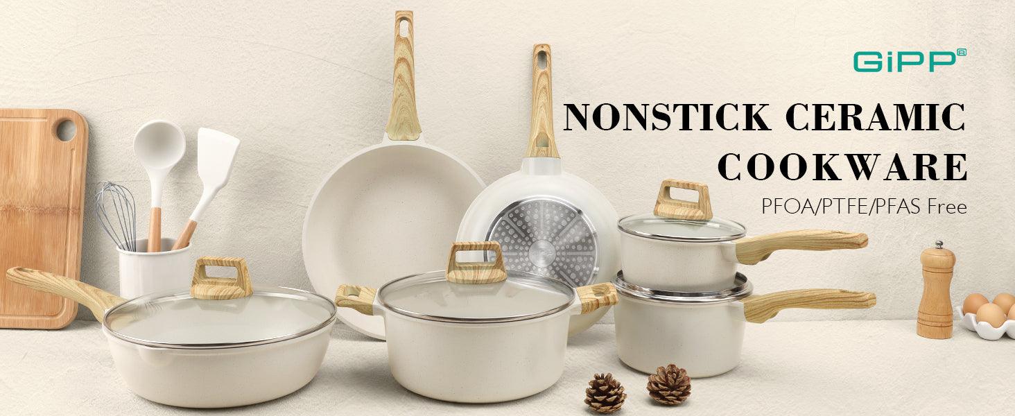 GiPP Nonstick Frying Pan Skillet Set- 8"&9.5"&11" Granite Non Stick Pans, Omelette Pan with Heat-Resistant Handle, Compatible with All Stovetops, PFOA Free - GiPP Kitchenware