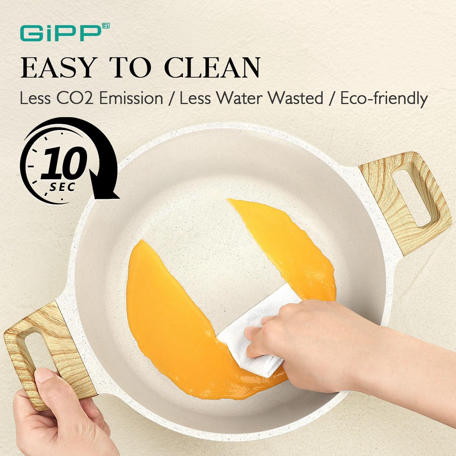 GiPP 21Psc Pots and Pans Set Non Stick - Grey Granite Kitchen Cookware Sets Nonstick Induction Cookware Non-toxic Cooking Pan Set with Silicone Utensils, PFOS and PFOA Free - GiPP Kitchenware