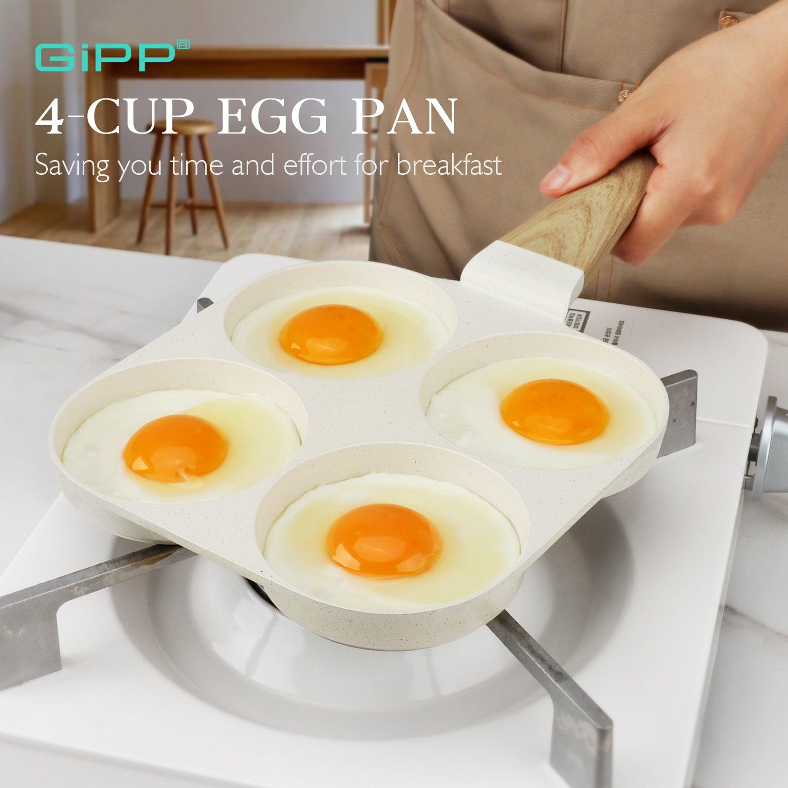 GiPP Egg Pan Omelette Pan, 4-Cup Nonstick Granite Omelette Skillet - Pancake Pan Suitable for Gas Stove & Induction Cookware - GiPP Kitchenware