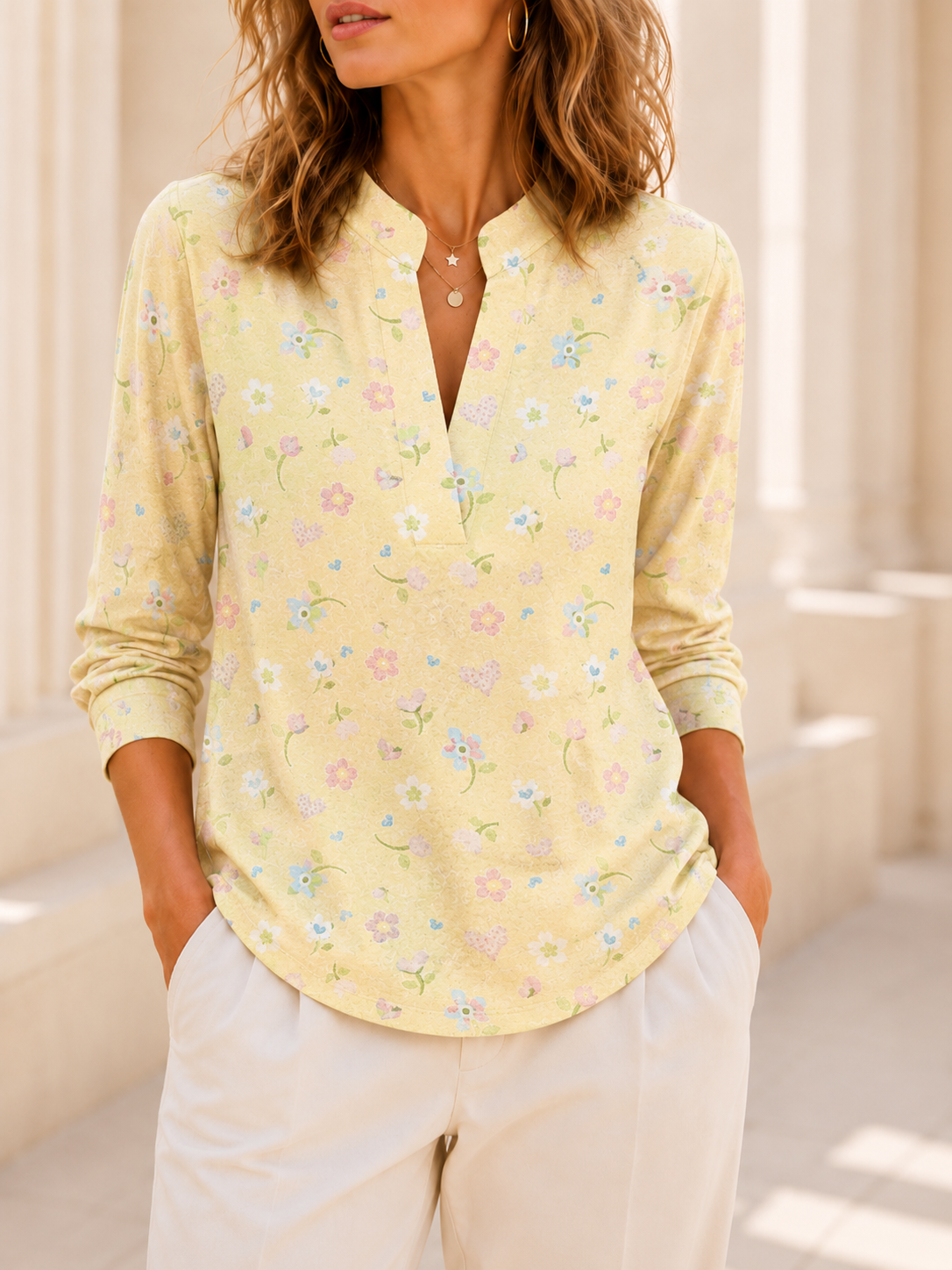 🔥 LIMITED TIME OFFER – 60% OFF TODAY ONLY  Minimalist V-neck Cotton Shirt Print Top