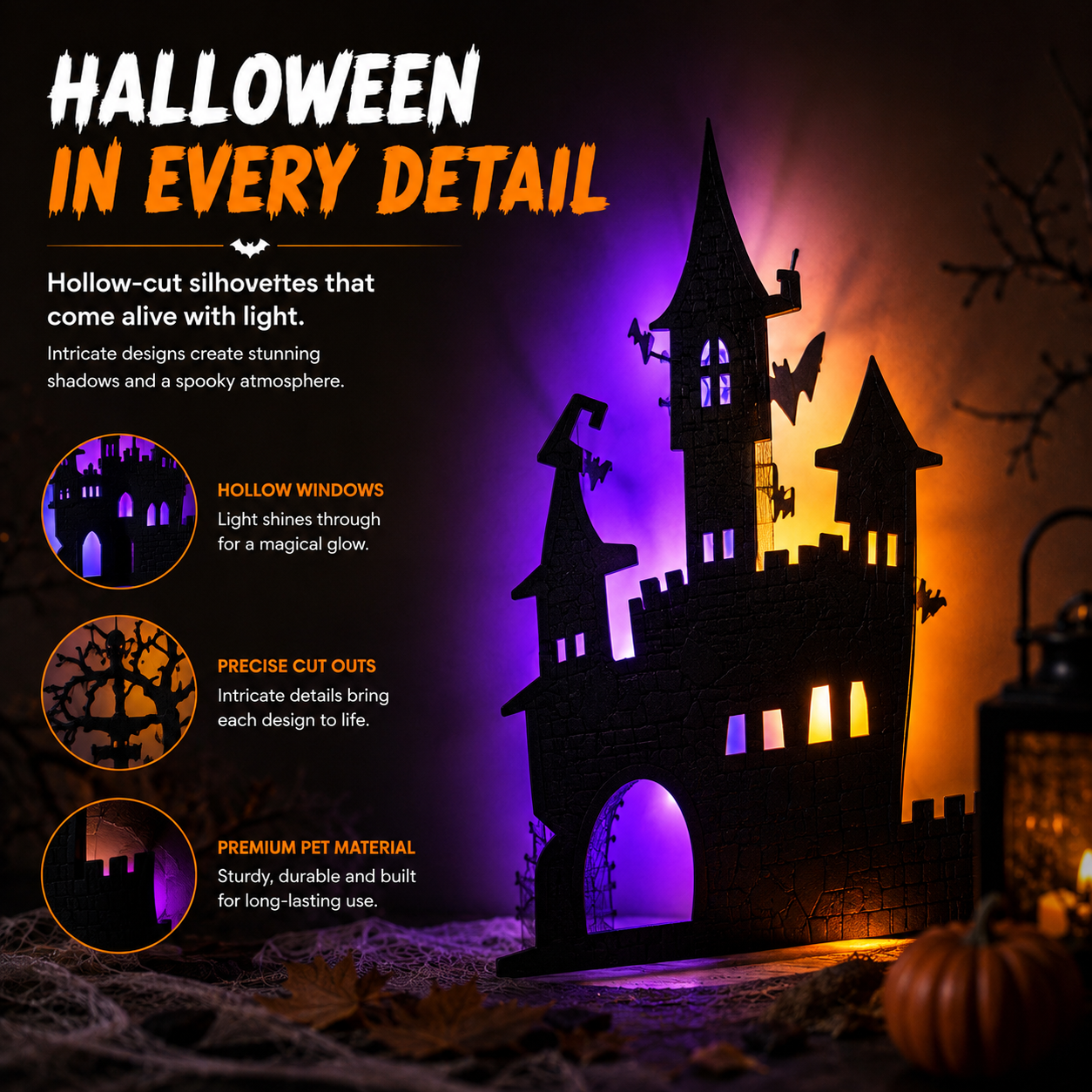Halloween hollow-cut decoration details