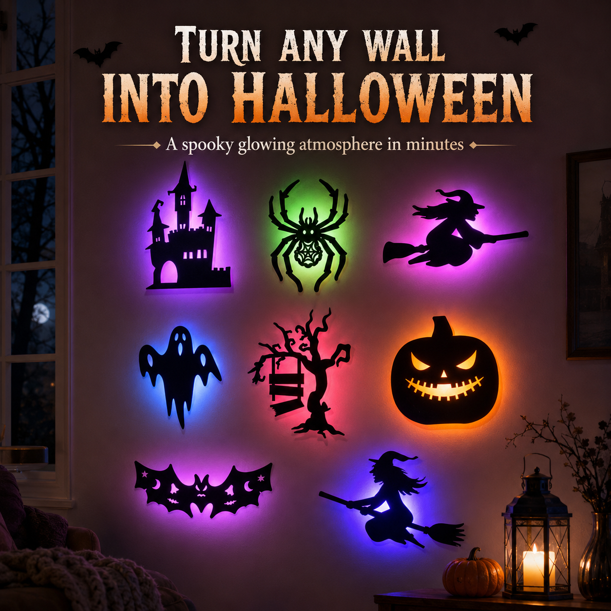 Halloween glowing wall decoration display