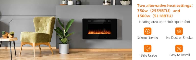 Eletriclife 60 Inches Recessed Electric Fireplace
