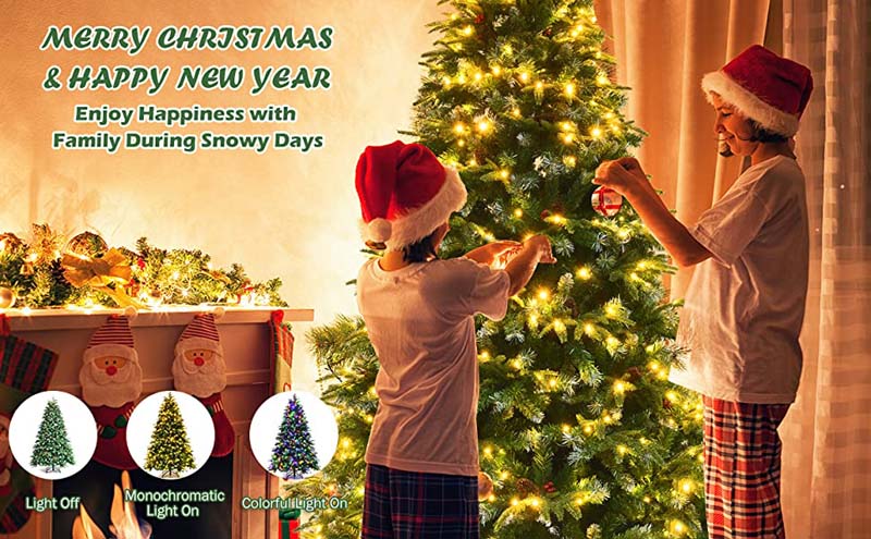 Eletriclife Pre-Lit Snowy Christmas Hinged Tree with Flash Modes and Multi-Color Lights