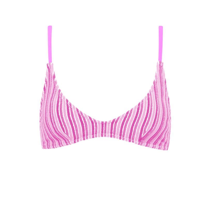 Seasonal 2026 new high-end style thick-pink bralette deep V bikini sexy goddess island vacation travel slimming two-piece swimsuit