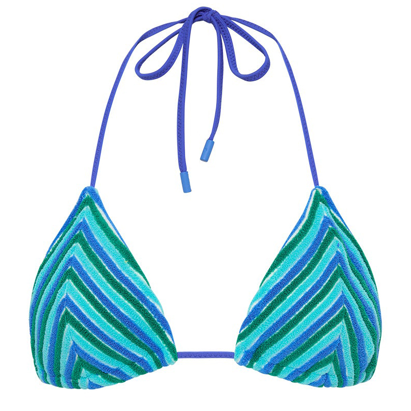 Seasonal 2026 new high-end vacation fashion green-striped triangle bag Australian split swimsuit beach-style bikini