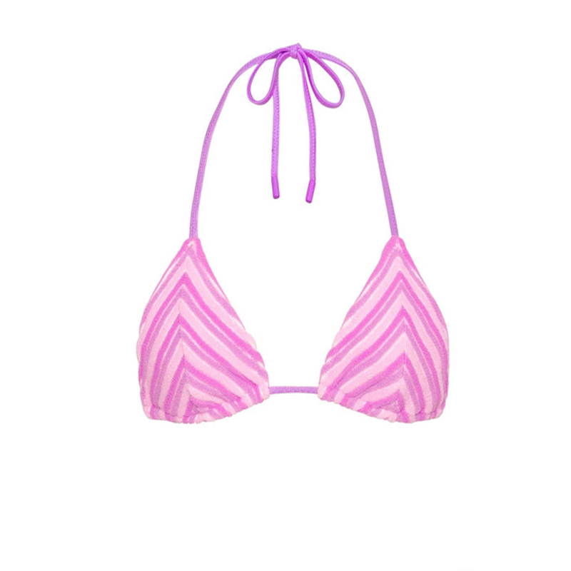 Seasonal 2026 new high-end powder-pink triangle-shaped bikini for sexy goddesses ideal for island vacation, slimming two-piece swimsuit