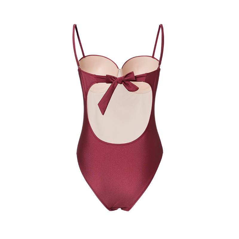 Seasonal 2026 New Style Premium Swimming Suit - Small Bust, Tight Fit, Slimming Effect, Low Waist, Concealing Stomach, Sexy and Comfortable Casual Red Forbidden City Style One-Piece Swimsuit