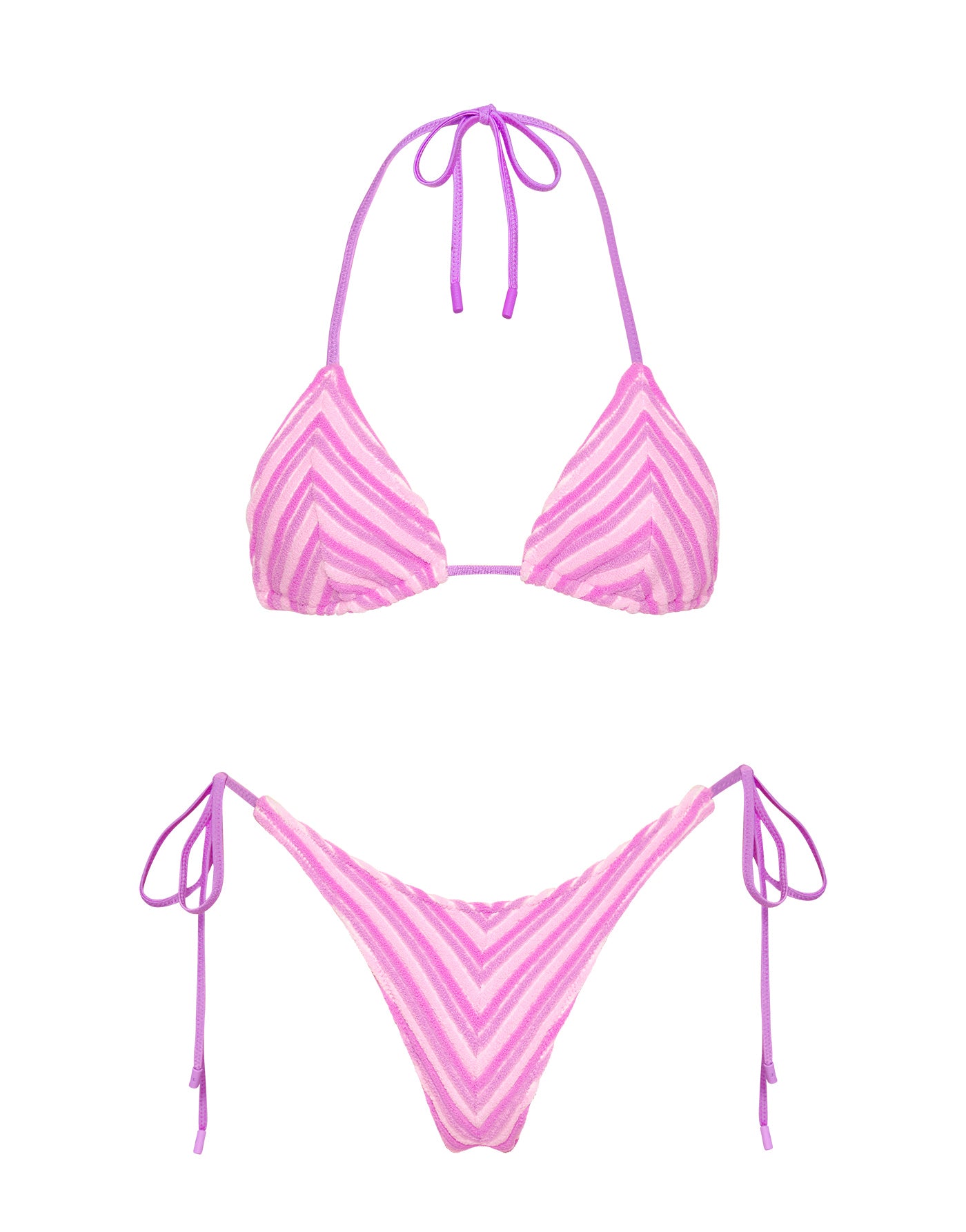 Seasonal 2026 new high-end powder-pink triangle-shaped bikini for sexy goddesses ideal for island vacation, slimming two-piece swimsuit