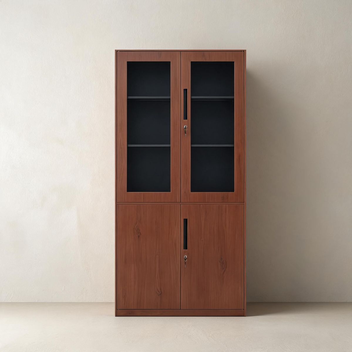 BrandName 35.4"W Cherry Wood Grain Steel Storage Cabinet with Lock, 0.051" Thick Commercial Office File Cabinet
