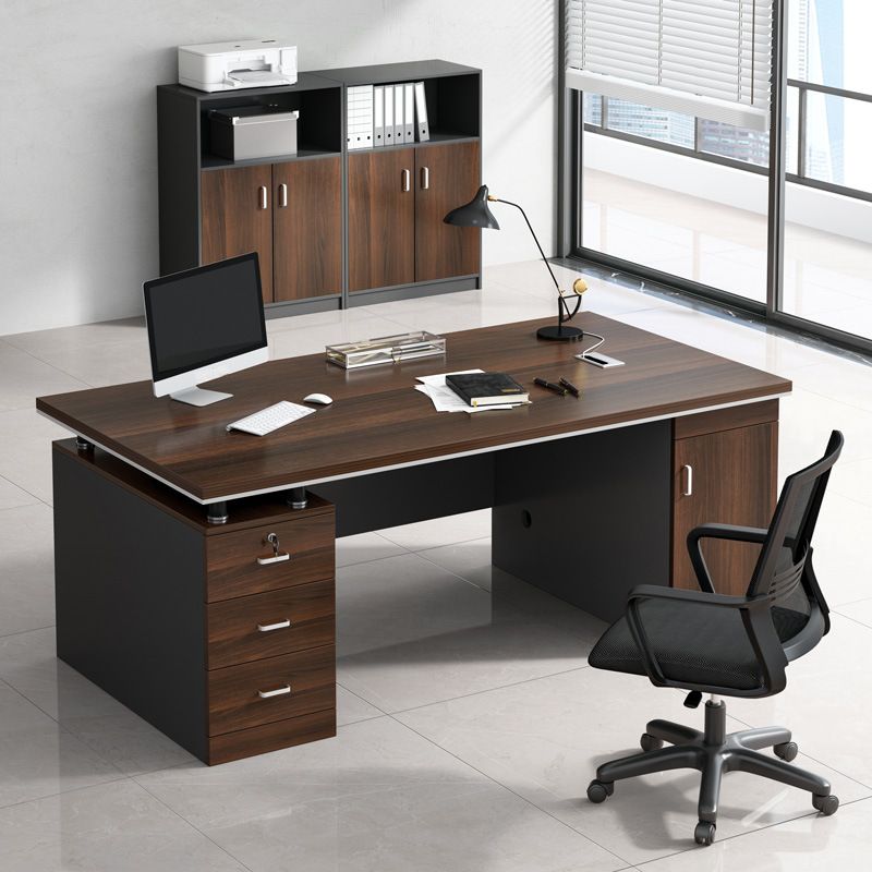 BrandName 71"L x 28"W Auburn Computer Desk with Closet Storage, Rectangular Office Workstation with Filing Drawers, 30"H