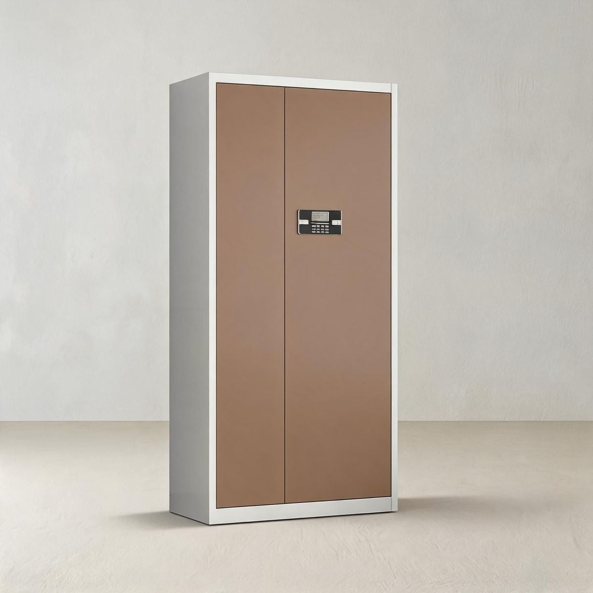 BrandName 35"W Espresso Steel Storage Cabinet with Electronic PIN Lock, 2-Door Vertical Office File Cabinet