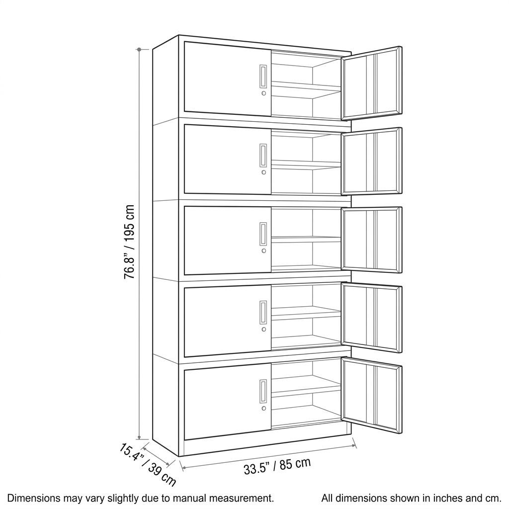 BrandName 1.2 mm Thick Steel Voucher Filing Cabinet with Key Lock, 5-Tier Multi-Compartment Office Organizer