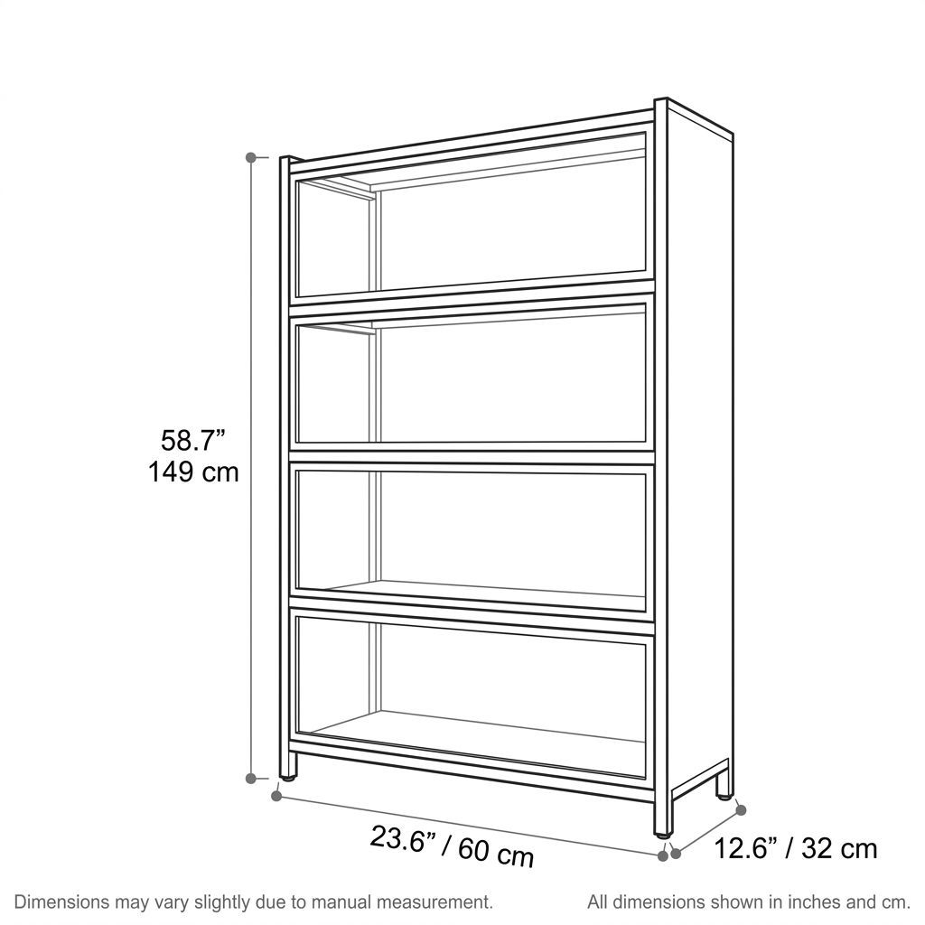 BrandName 24" Wide 5-Tier Metal Bookcase with Flip-Up Glass Doors, White Freestanding Display Storage Cabinet