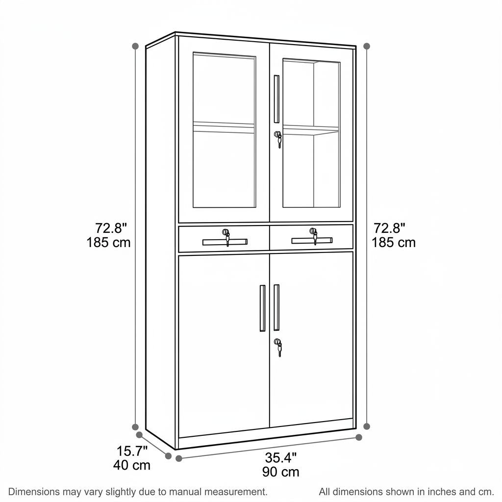 BrandName 35.4"W Cherry Wood Grain Steel Storage Cabinet with Lock, 0.051" Thick Commercial Office File Cabinet