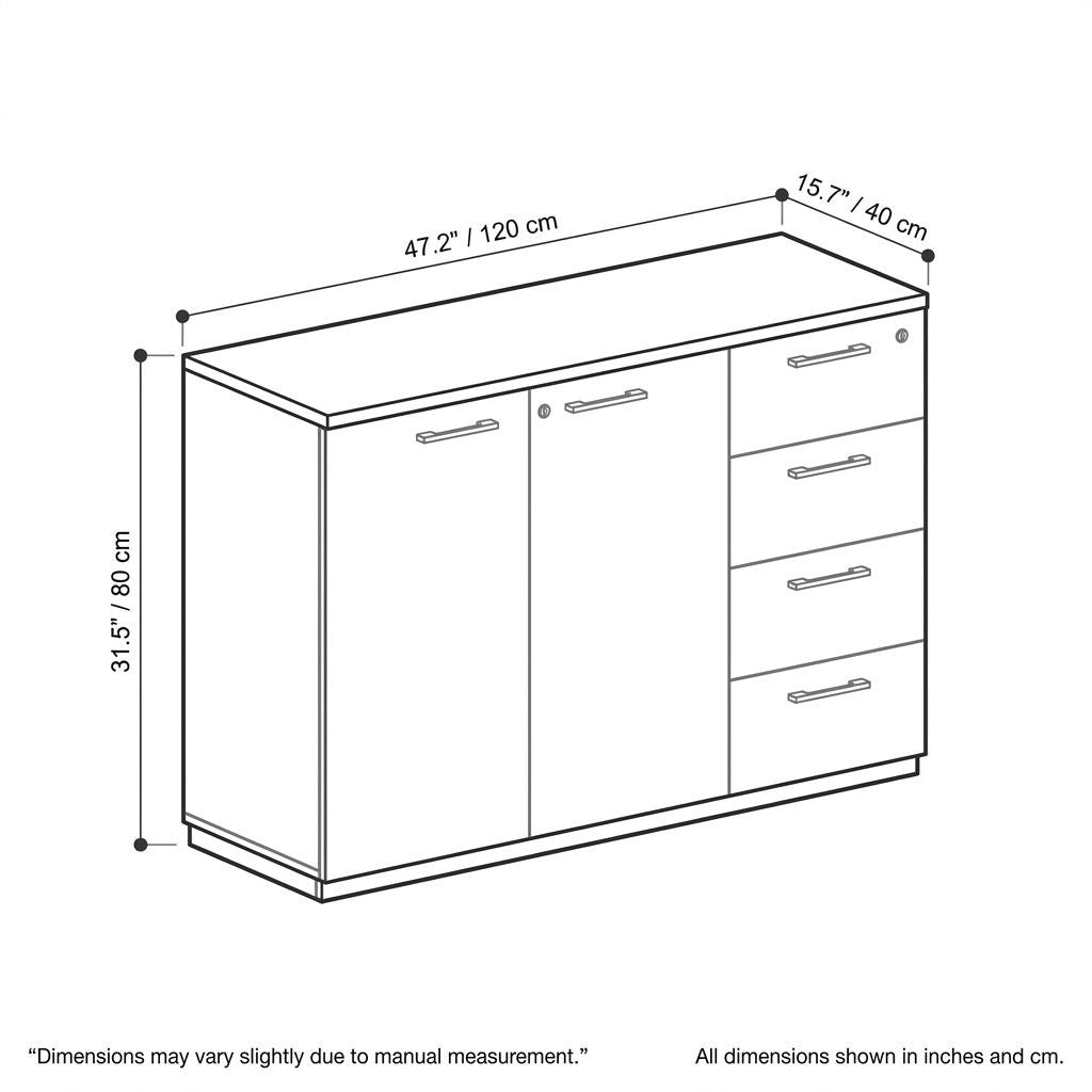 BrandName 47"W Wide Storage Cabinet with 4 Drawers and 2 Doors, Lockable Wood Office File Cabinet