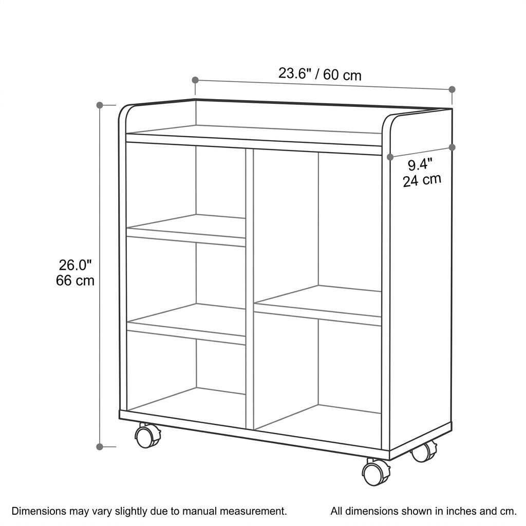 BrandName Rolling Wood Printer Stand with Open Shelves, Mobile Office Storage Cabinet