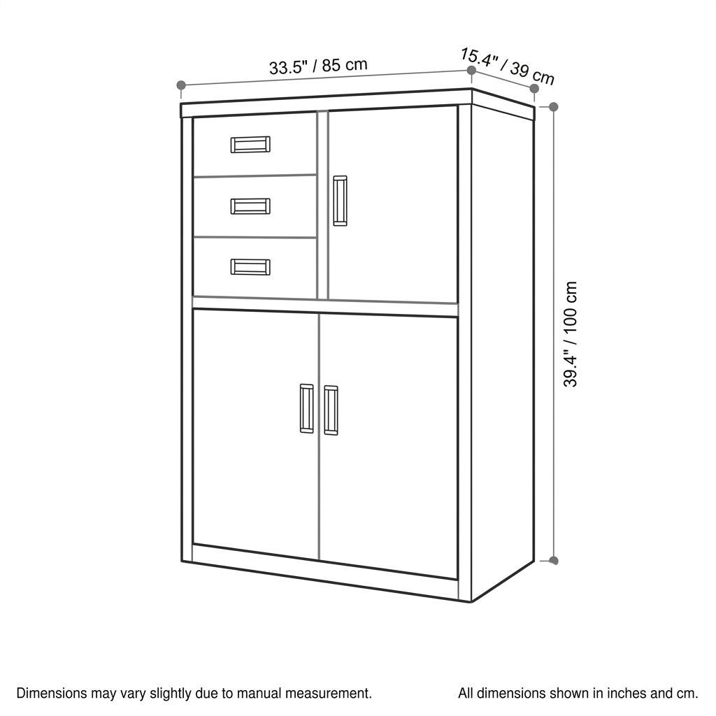BrandName Lockable Steel File Cabinet with Built-In Safe, 3 Drawer Office Storage Low Credenza