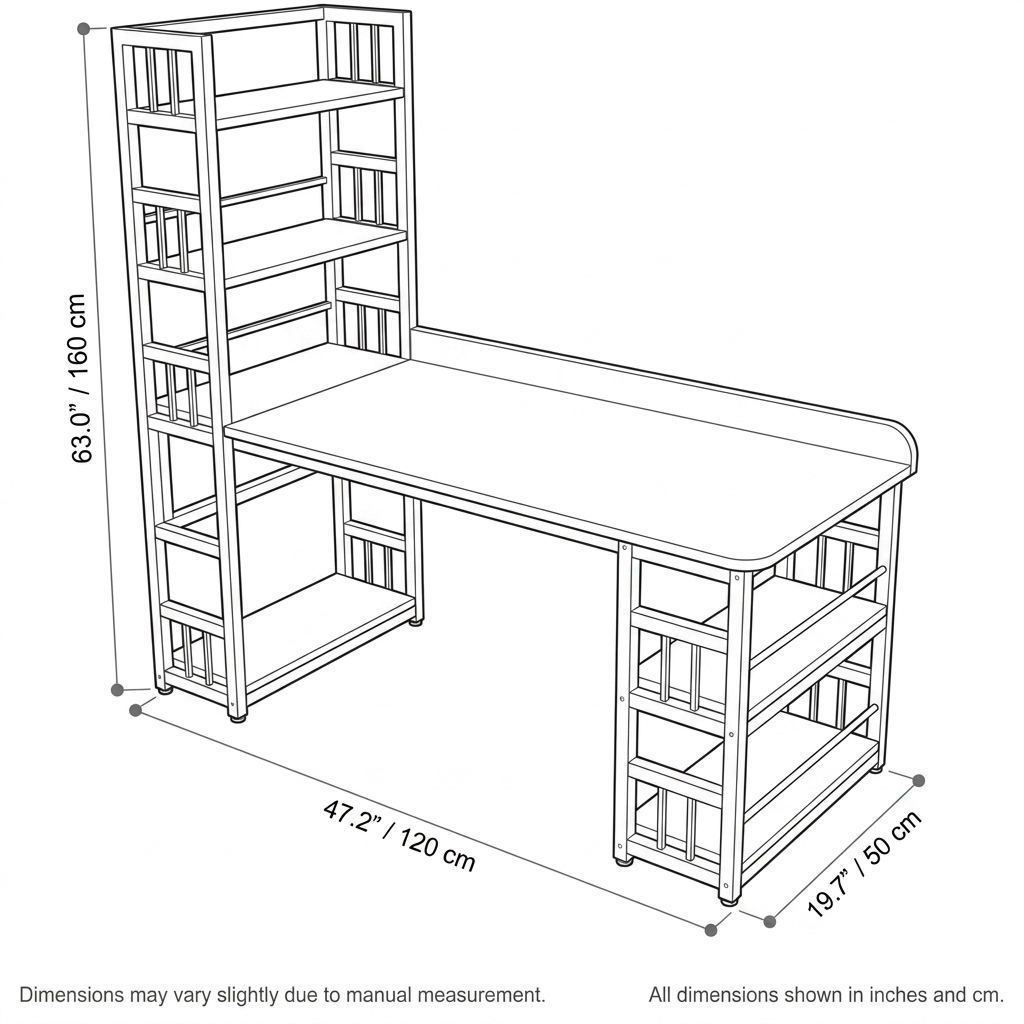 BrandName 47"W x 20"D Computer Desk with Bookshelf, White Home Office Desk with Open Side Shelves