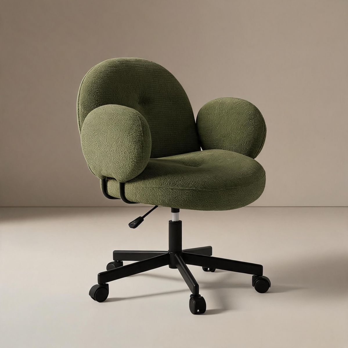 BrandName Dark Green Fabric Ergonomic Task Chair with Latex Seat, Adjustable Height Swivel Office Desk Chair